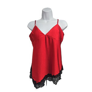 Jolie & Joy Womens Y2K Babydoll Tank Red Black Lace 90s Dark Fairy Whimsigoth L